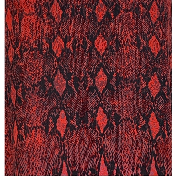 BB Dakota Red Snakeskin Jenelle Semi Sheer Long Sleeve Shift Dress in size Small - Picture 10 of 12